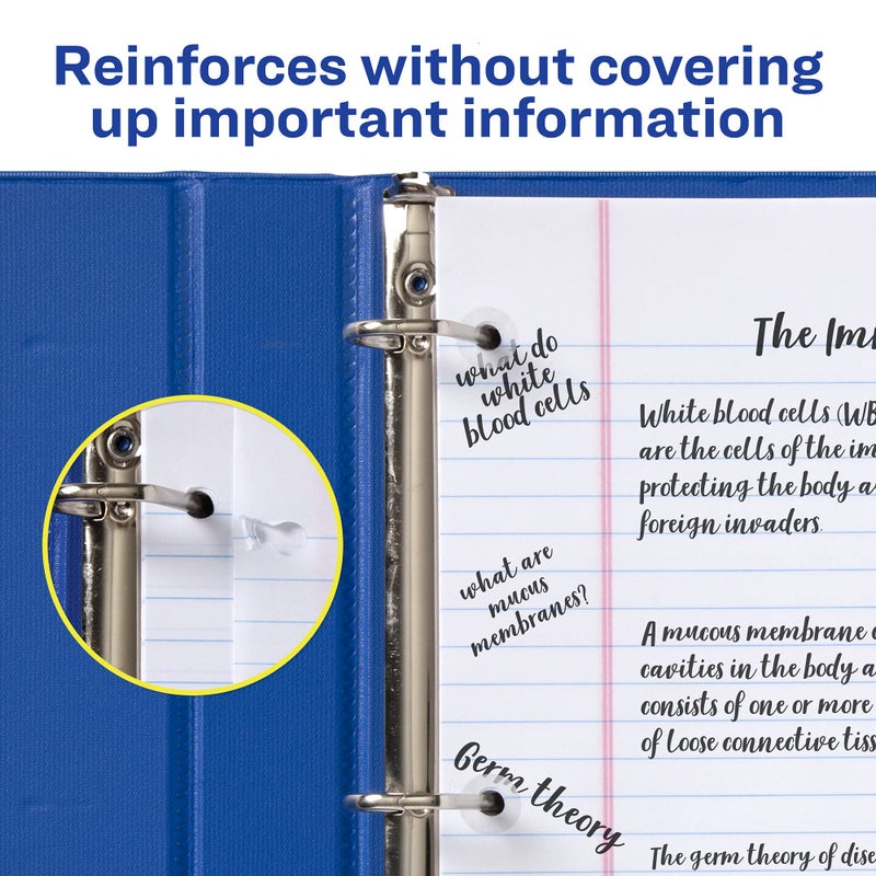 Avery Self-Adhesive Hole Reinforcement Stickers, 1/4"" Diameter Hole Punch Reinforcement Labels, Clear, Non-Printable, 200 Labels Total (5721) - Image 4